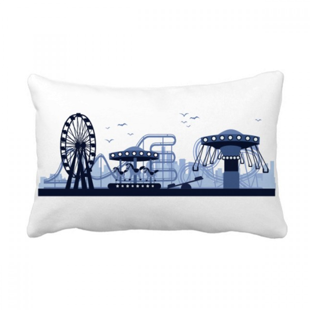 Parc d'Attractions Bleu Installations Contour Coussin Lombaire Housse de Coussin Décoration Maison