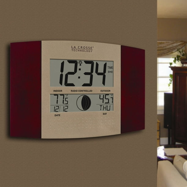 Atomic Wall Clock with Outdoor Temperature by La Crosse 12.2 Inches