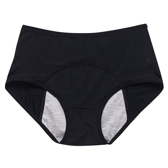 JoveMarine Women's Underwear Period - High Waist Mesh Panty, Leak Proof Menstrual Underwear, Breathable Protective Brief for Heavy Flow and Incontinence,Black Large