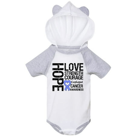 

Inktastic Esophageal Cancer Hope Love Strength Gift Baby Boy or Baby Girl Bodysuit