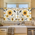 thumbnail image 2 of Yayeee Kitchen Curtains Tier Set of 2 Light Filtering 57"x36" Over Sink Window Panels, White Watercolor Sunflowers, 2 of 7