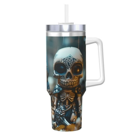 

Zeuib Cute Skeletons Figurines Printed Insulated Stainless Steel Hot/Cold Coffee Cup 40oz Ice Bully With Handle Tumbler with Straw and Handle Insulated Water Bottle Travel Mug Cup