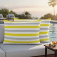 thumbnail image 4 of Outdoor Waterproof Pillow Covers Yellow Stripes Gray White Lines Decorative Throw Pillow Protectors,Pillowcase Cushion Cases for Patio Sofa Garden Couch,20x12in,Pack of 2, 4 of 14