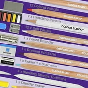 COLOUR BLOCK 40pc Colored Pencils Drawing Travel Art Set, Sketch Supplies for Beginners, Children, and Artists