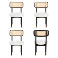 thumbnail image 6 of Joyyskill Upholstered Rattan Dining Chairs Set of 4, Mid Century Modern Kitchen Chairs with Curved Back and Solid Wood Legs Armless Accent Chair, Black/White Linen, 6 of 6