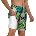 thumbnail image 2 of Kdxio Skull And Palm Leaves Print Men'S Swim Trunks With Compression Liner 7 Inch Inseam Quick Dry Swim Shorts, 2 of 7