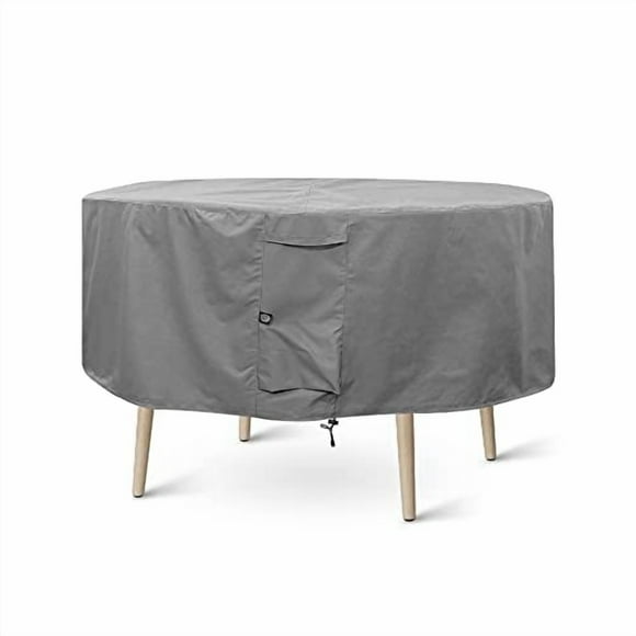 KHOMO GEAR Round Patio Table & Chair Set Cover - Durable and Water Resistant Outdoor Furniture Cover (Grey, Large - 94" Diameter)