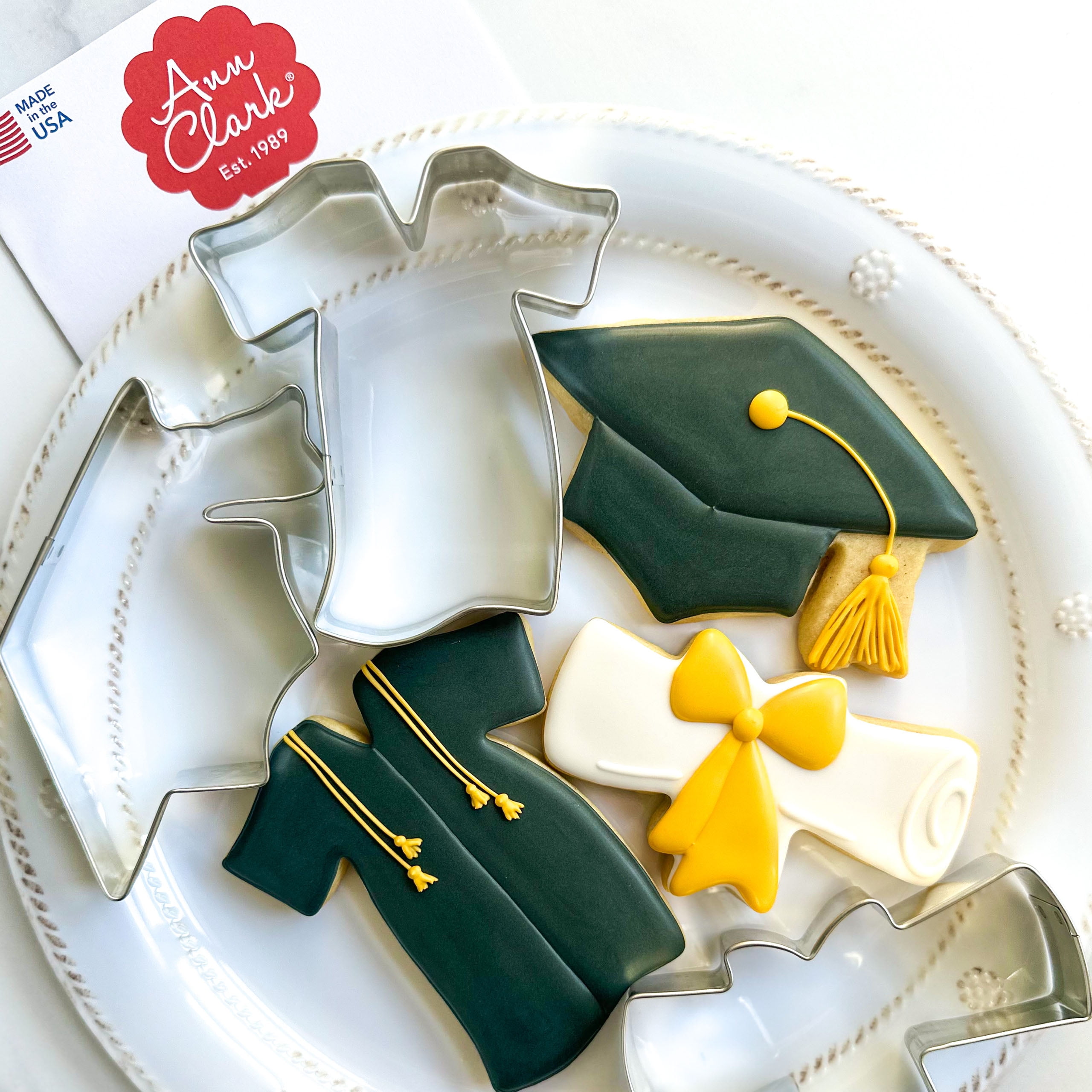 Ann Clark Graduation Cookie Cutter Set, 3Piece, Made in USA