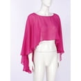 thumbnail image 6 of Nyeemya Women's Sheer Chiffon Bolero Shrug Wedding Party Capes Shawl Wraps for Bridesmaid Dress Cover Up Hot Pink One Size, 6 of 7