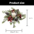 thumbnail image 3 of Christmas Candle Holder Rings Wine Bottle Wreath Christmas Candle Rings Wreath with Artificial Flower and Pinecones, 3 of 5