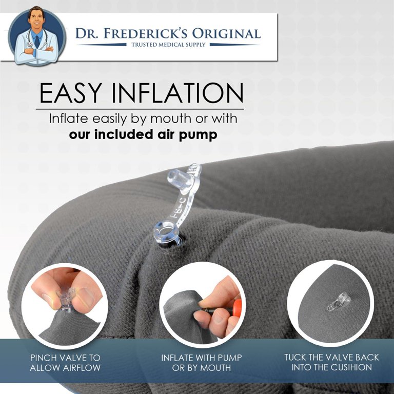 Dr. Frederick's Original Donut Cushion 15 Inflatable Donut Pillow -- for  Tailbone Pain, Hemorrhoids, Bed Sores, and Prostatitis