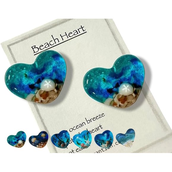 Corazón de bolsillo de vidrio para playa, adorno de corazón de vidrio oceánico hecho a mano con fusión de mar natural, ficha de bolsillo de corazón de vidrio fusionado, mini ficha linda y duradera con
