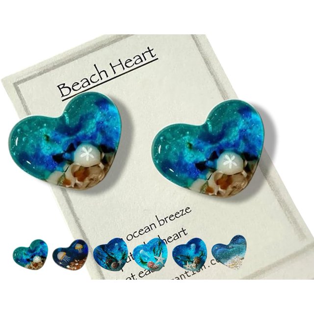 Corazón de bolsillo de vidrio para playa, adorno de corazón de vidrio oceánico hecho a mano con fusión de mar natural, ficha de bolsillo de corazón de vidrio fusionado, mini ficha linda y duradera con