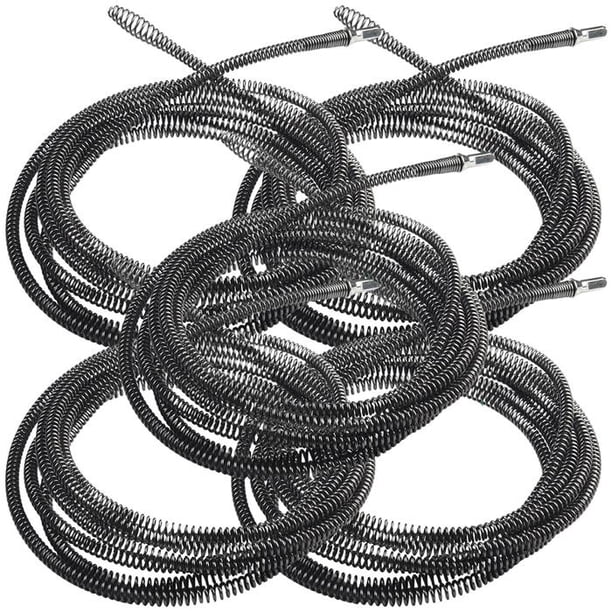 Destapador de Lavabos SnakeTol05m 5Pzas 5m ó 118" Longitud Desatascador Acero Inoxidable.