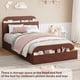 thumbnail image 4 of Walnut tamaño individual para niños' marco de cama: low-profile platform con almacenamiento cabecero, footboard, y sturdy wood slats (no necesita colchón base), 4 of 7