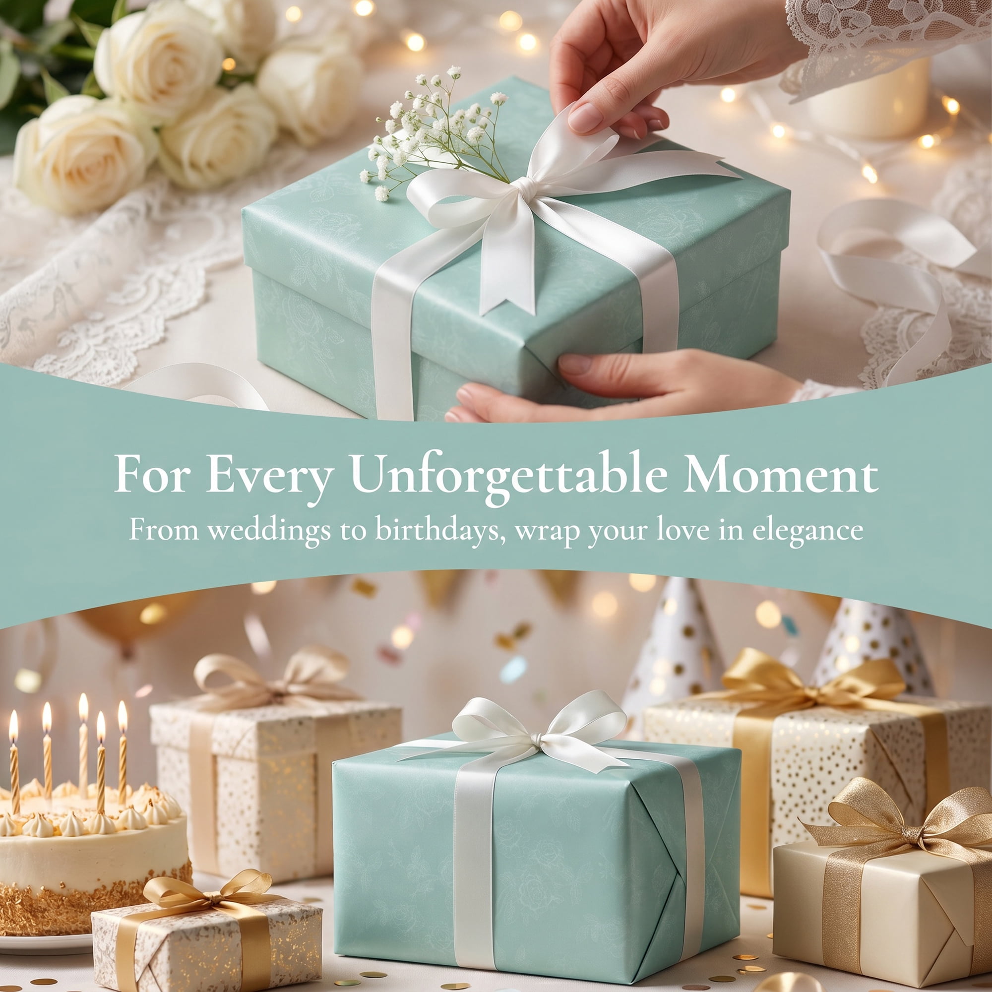 Unique Bargains Luxury Matte Gift Wrapping Paper with Rose Pattern Sky Blue 27.6" x 19.7"