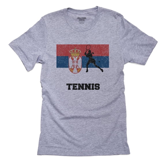 Serbia Olympic - Tennis - Flag - Silhouette Men's Grey T-Shirt