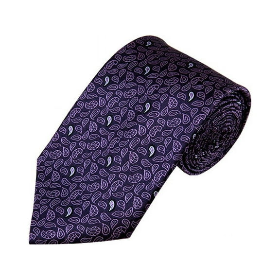 Eggplant Purple Small Teardrop Print Paisley X-Long Woven Necktie