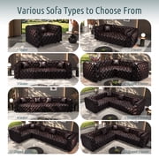 JIE LISHUN Faux Leather Modular Sectional Upholstered Sofa for Living Room,Oversized Deep Seat L Shaped Couch for Big Spaces,Pure Handmade Button Tufted Design,4 Seater,Dark Brown