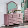 thumbnail image 4 of Furniture of America Gijit Glam Fabric 2-Piece Dresser and Mirror Set in Pink, 4 of 8