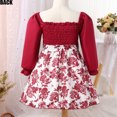 thumbnail image 4 of Bearichfupo Girls Long Sleeve Dresses Square Neck Smocked Ruffle Floral Patchwork Dress, Sizes 6-7 Years, 4 of 6