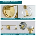 thumbnail image 2 of KAISITE 3-Light Gold Dimmable LED Vanity Light with Clear Glass Shades, 2 of 2