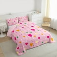 thumbnail image 3 of Homewish Colorful Loves Pattern Queen Comforter Set,Cartoon Ploka Dots Bedding Sets,Pink Fairy Tale Bedding Comforter Set For Girls Teens,Super Cozy Room Decor Reversible,3 Pieces, 3 of 8