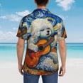 thumbnail image 4 of Honeii Dog Guitar Starry Night Print Men’s Hawaiian Shirt,Classic Button-Down Short Sleeve Shirt, for Beach, Vacation, and Outdoor Activities,Large, 4 of 7