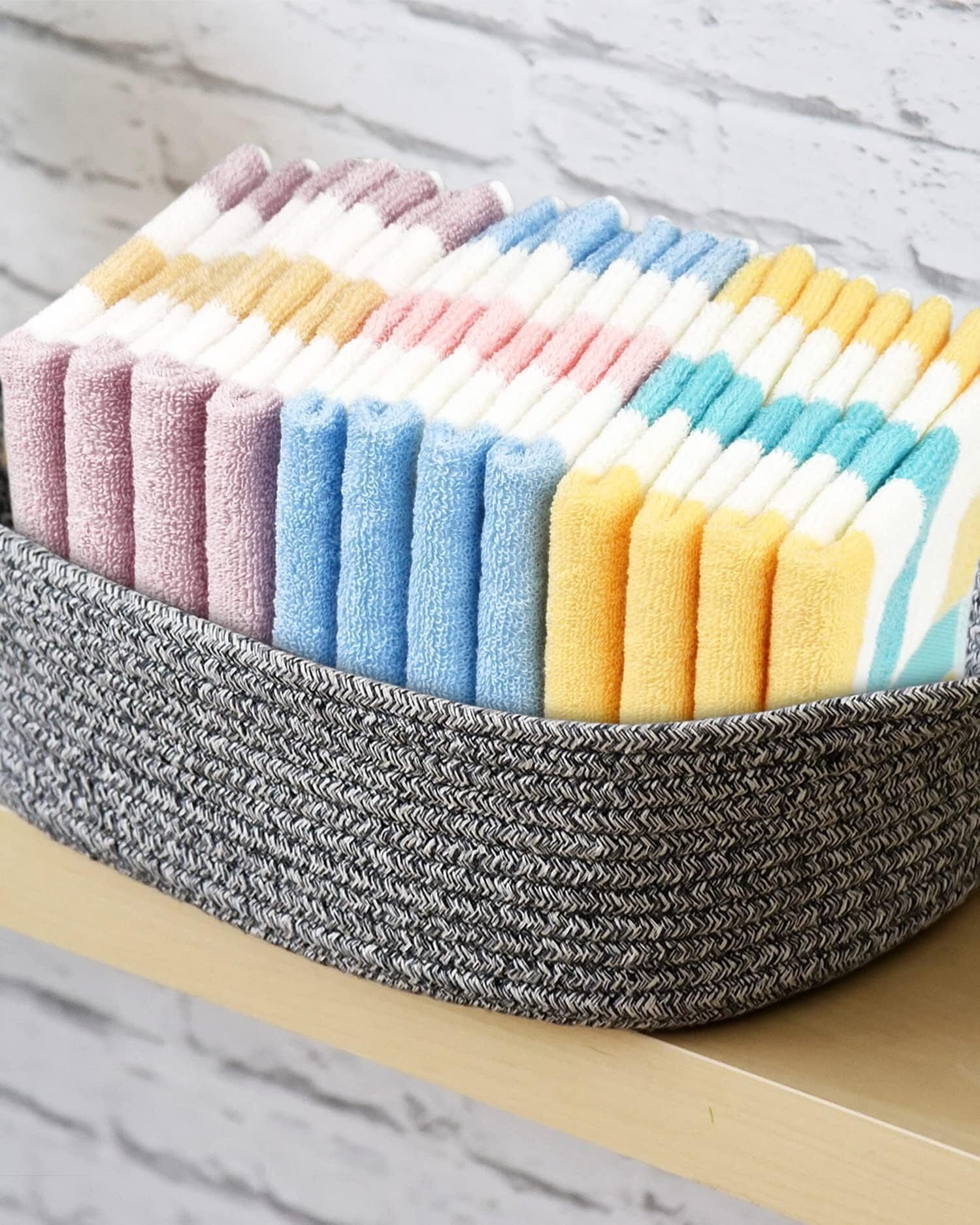 Cotton 12 Pack Striped Washcloths, 13 x 13 Inches, 3 Colors - Face and Body Cleansing Towels