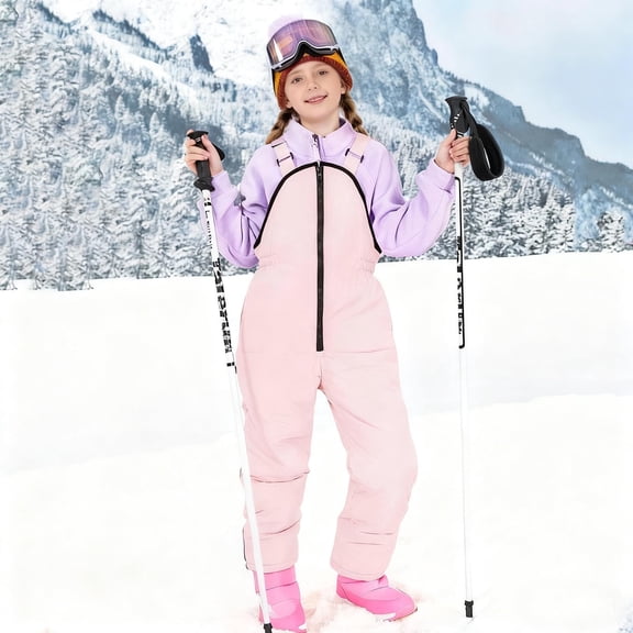PXLKNZH Snow Suit for Older Kids Girls Boys One Piece Snowsuit Waterproof Windproof Winter Outdoor Overalls Snowboarding Ski Suits,Pink,120