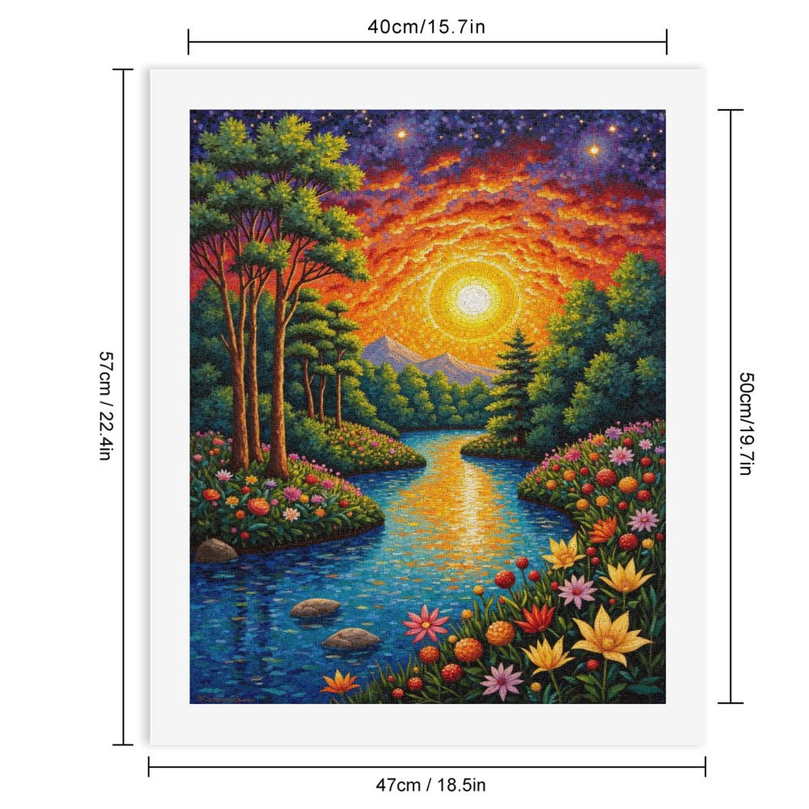 Paint by Numbers Kit for Adults, Colorful Sunset River Landscape Paint by Numbers, Easy Paint by Numbers Kit for Adults Beginner, DIY Adult Paint by Number Kits on Canvas, Home Decor