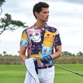 thumbnail image 2 of Kdxio Colorful Cats Pattern Art Print Men's Short Sleeve Polo Shirt,Midweight Men's Shirt-XX-Large, 2 of 5