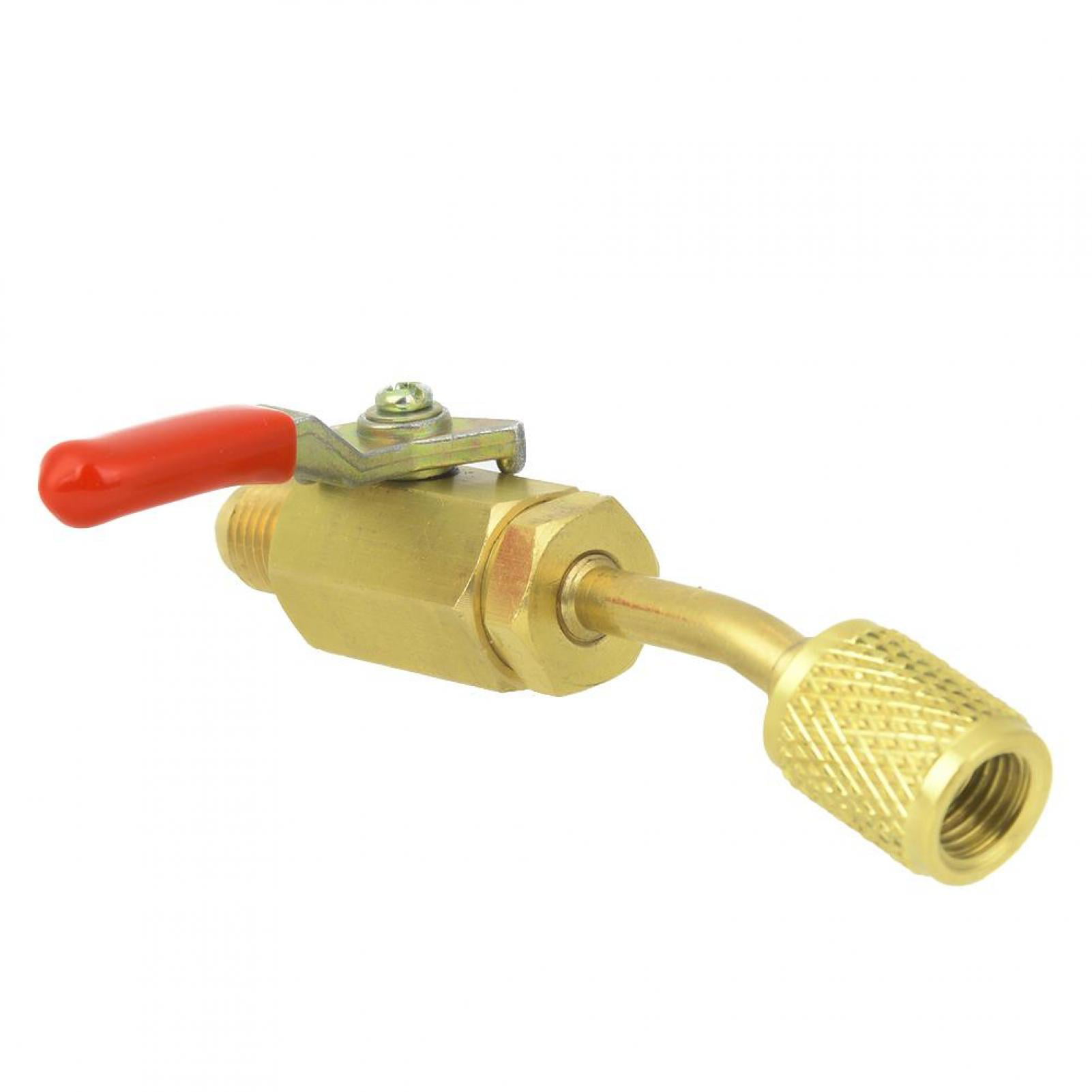 Red Ball Valve 1/4in Arc Brass Manual Shut-Off Ball Valve R12/R134A/R410A for Refrigeration Equipment