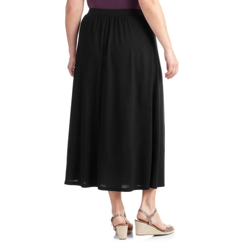 Women's Plus-Size Pull-On Long Knit Skirt - Walmart.com