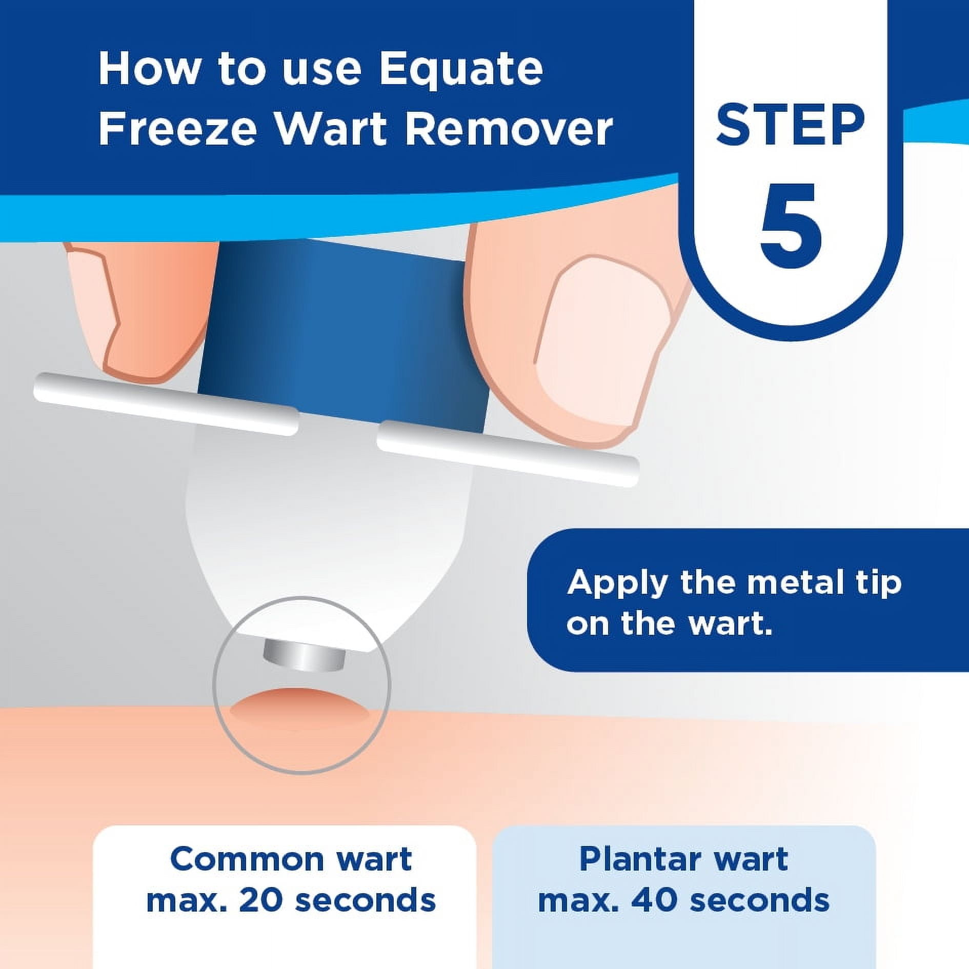 Equate Freeze Wart Remover, 1.6 fl oz w/ Precision Metal Tip Applicator, Use on Common & Plantar Warts
