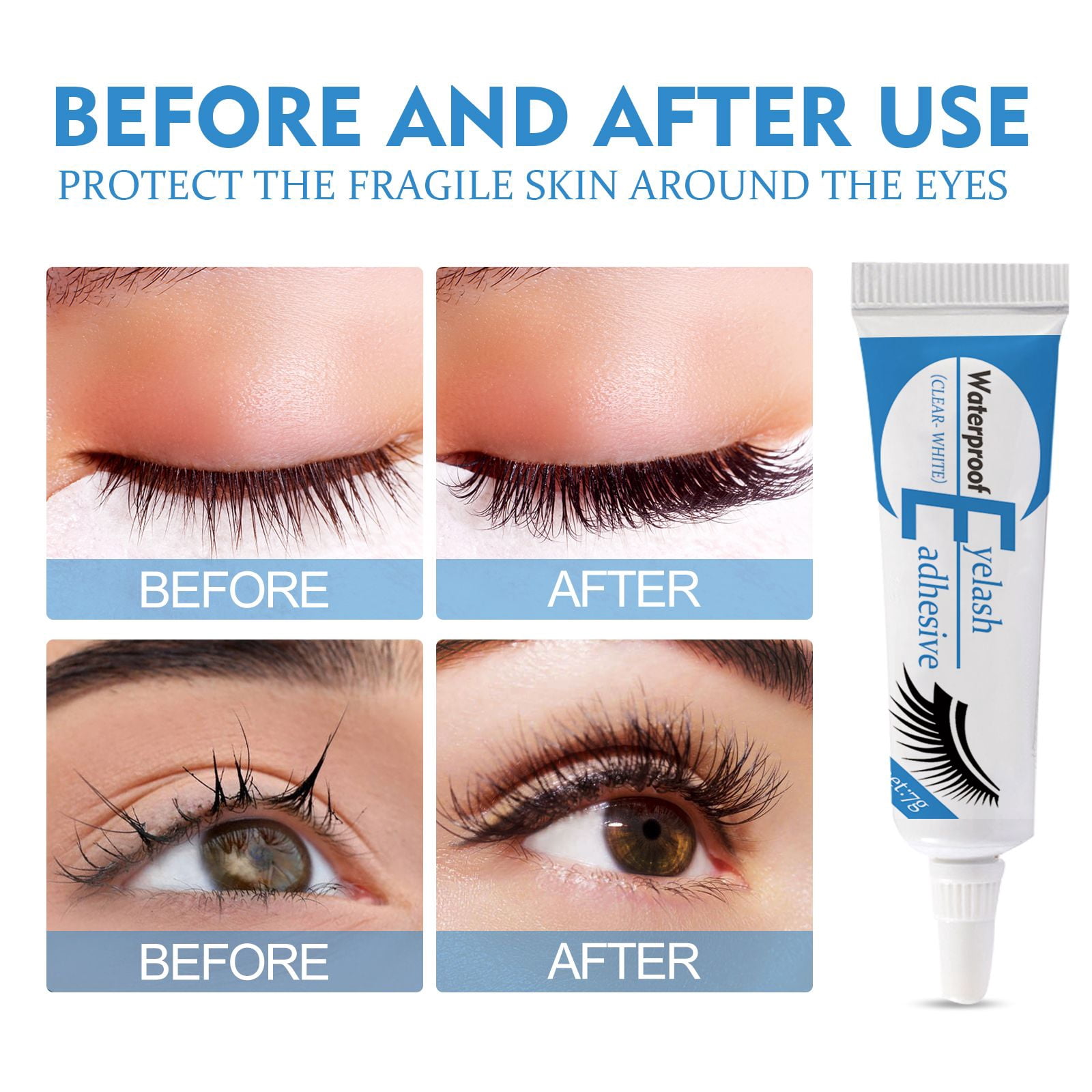 Alvantor Eyelash Glue Adhesive Fast Drying Gentle Non-Irritating Clear, 0.25oz