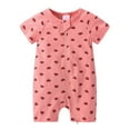 thumbnail image 2 of uublik Baby Girls' One-Piece Rompers Cute Pattern Short Sleeve Double Zipper Romper Jumpsuit Red 9-12 Months, 2 of 5
