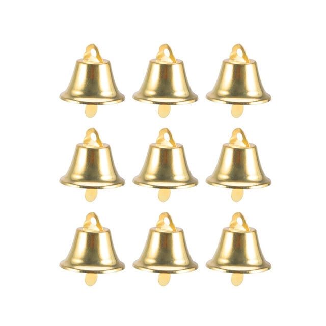 Golden Christmas Hanging Bell Pendant for Tree Decoration with Ribbon 35pcs Lightweight Iron Mini Bells for Adornment