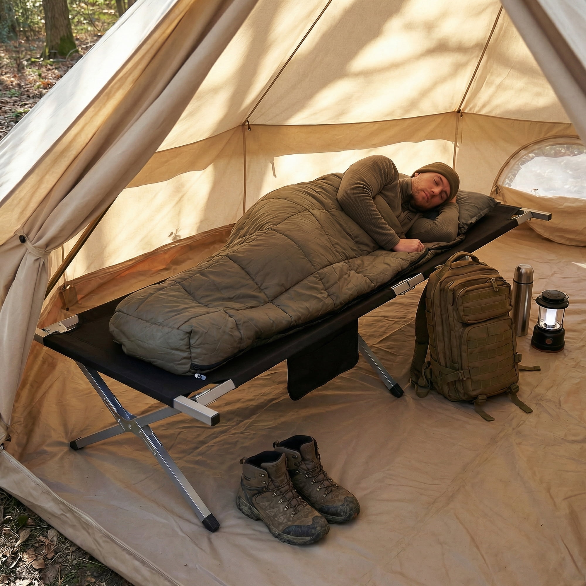 Lightweight Folding Camping Cot, 2 Height Modes 600D Oxford Nylon Sleeping Bed, Portable Foldable Bed for Camping Hiking Travel Office Nap