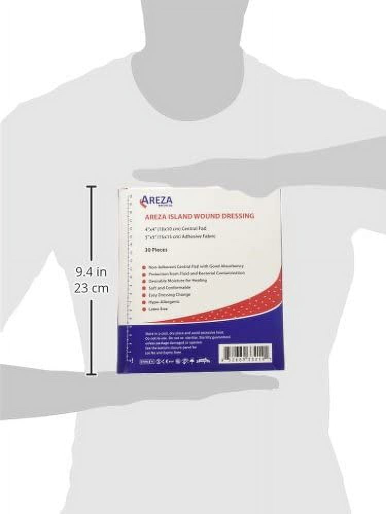 Bordered Gauze Island Dressing 6" x 6" Sterile Latex Free 30 Per Box Wound Dressing by Areza Medical 30 Count (Pack of 1)