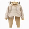 thumbnail image 5 of TOWED22 Toddler Baby Boy Pajamas Set Kids Sleepwear 2 Pcs Pjs Long Sleeve Top and Pants Jammies Sets Fall Winter 6-12 Months 12-24 Months 2t 3t 4t 5t 6t 7t 8t 9t Children,Khaki,3-4 Y, 5 of 5