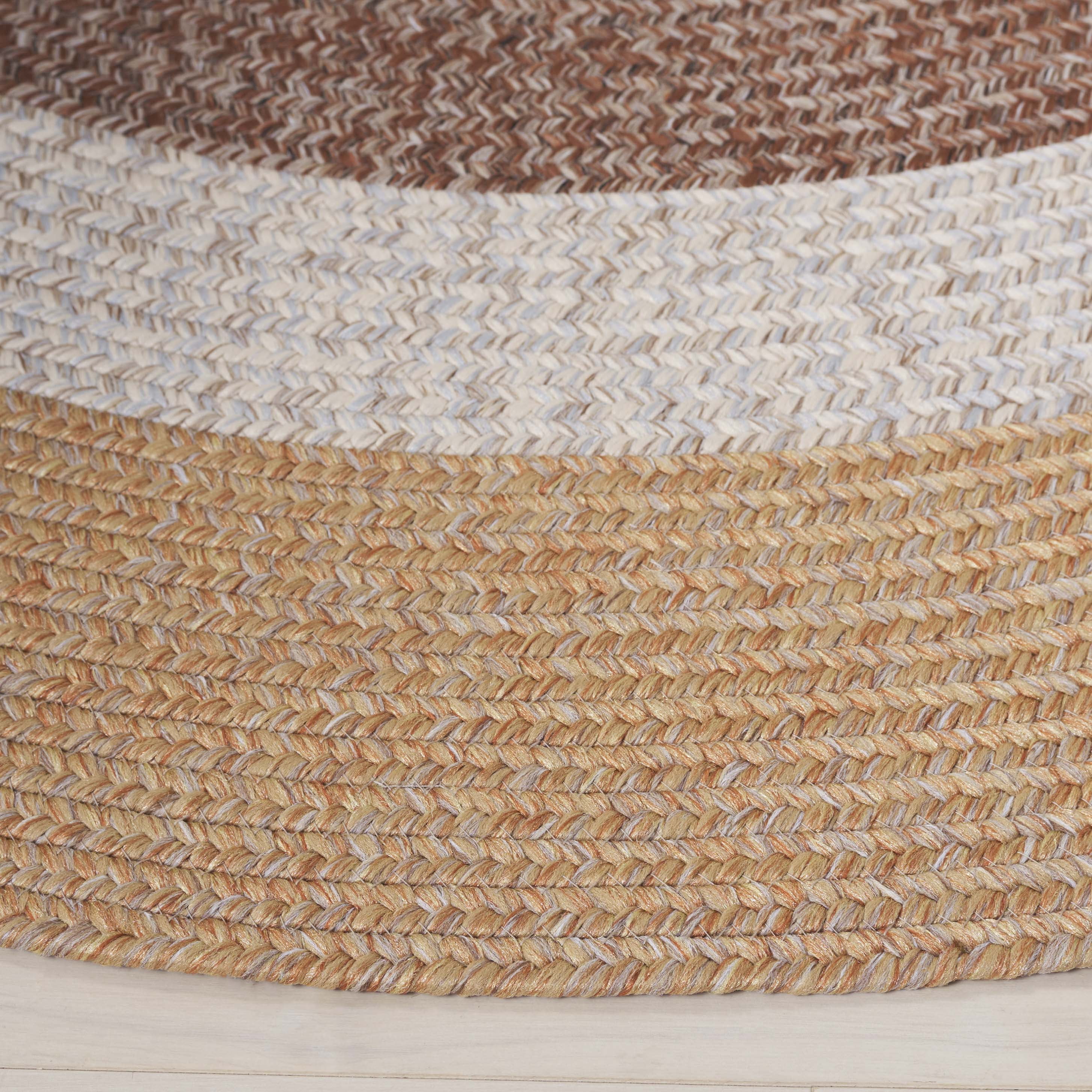 SAFAVIEH Braided Kent Geometric Machine Washable Reversible Area Rug, Brown/Light Brown, 3' x 3' Round