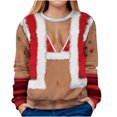 thumbnail image 1 of Camisas divertidas de Navidad para mujer, sudadera ligera de cuello redondo con estampado Digital, Tops cómodos Pompotops gfhjh14798, 1 of 6