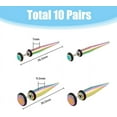 thumbnail image 2 of 20Pcs 10 Colors Stainless Steel Ear Taper Stretcher for Woman Men Cone Gauge Earrings Mixed Color 36.5x7~9.5mm 2Pcs/style, 2 of 7