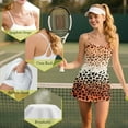 thumbnail image 3 of Psesaysky Orange Leopard Print Tennis Dress for Women Square Neck Sleeveless Cross Back Active Dress Built in Shorts and Pockets Golf Outfits, Size XS, 3 of 5