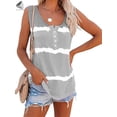 thumbnail image 3 of PULLIMORE Women's Boho Tie Dye Tops Summer Tank Tops Sleeveless Crew Neck Casual Loose T-Shirts Plus Size (3XL, Gray), 3 of 9