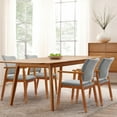 thumbnail image 2 of LSSBOUGHT Walnut Upholstered Dining Chairs Solid Wood Arm Chair Set of 2 - Black Faux Leather-2-Piece, 2 of 5