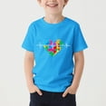 thumbnail image 2 of HVOBBTY T-shirt Décontracté à Manches Courtes Respirant pour Tout-Petits, Imprimé Cubain, Manches Courtes, Col Rond, Bleu, 9-10 Ans, 2 of 4