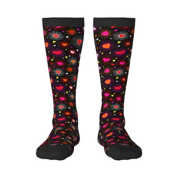 Hirioo doodle hearts for Adult Stockings Breathable Sock Non-Pilling,Contrasting Color Design
