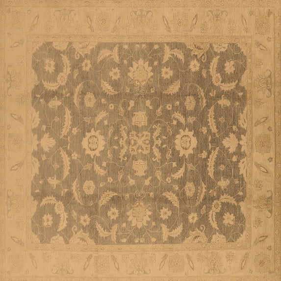 Ahgly Company Indoor Square Oriental Brown Industrial Area Rugs, 7' Square